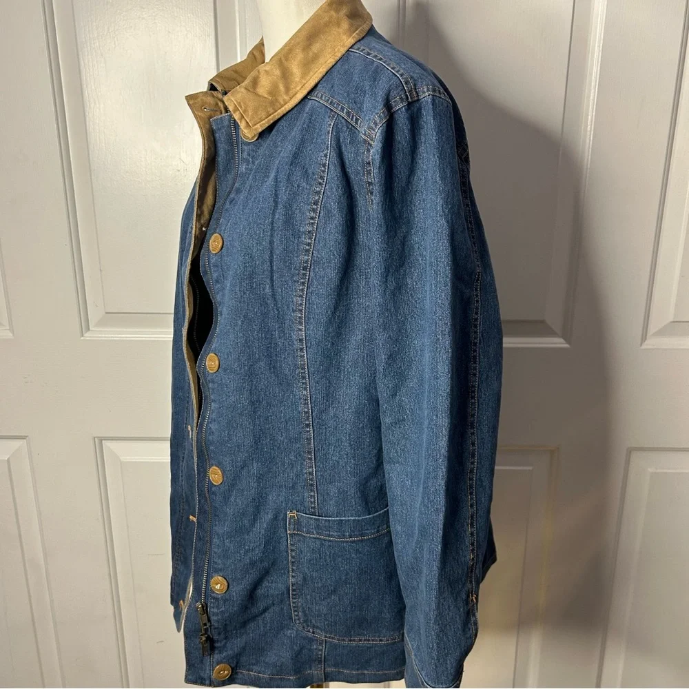 Chadwick Denim Barn Jacket, Flannel Lined, Faux Suede Lined Cuffs, Point Collar) - Picture 5 of 10